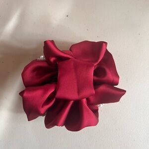 Elegant Red Satin Hair Scrunchie